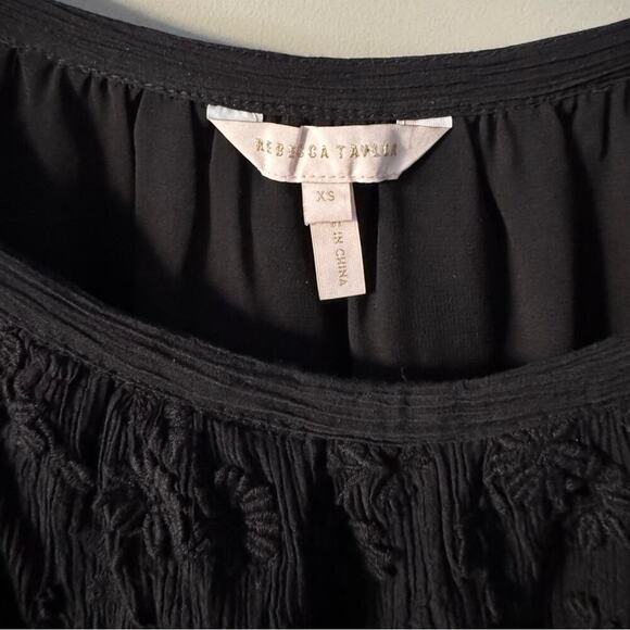 REBECCA TAYLOR KYLA PULLOVER BLOUSE SIZE XS BLACK - Picture 7 of 9